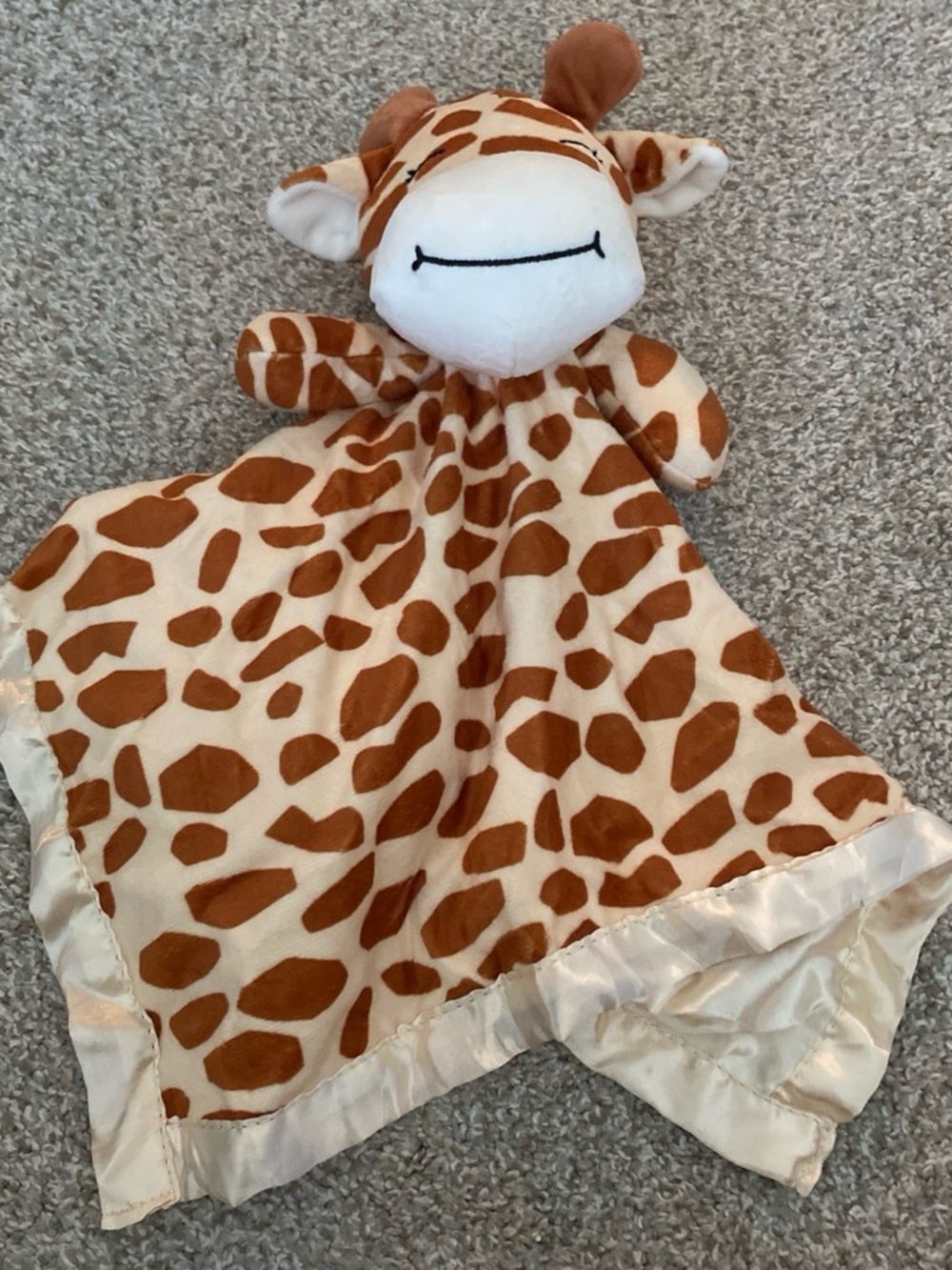 Plush Giraffe Baby Security Blanket Lovey with Satin Trim